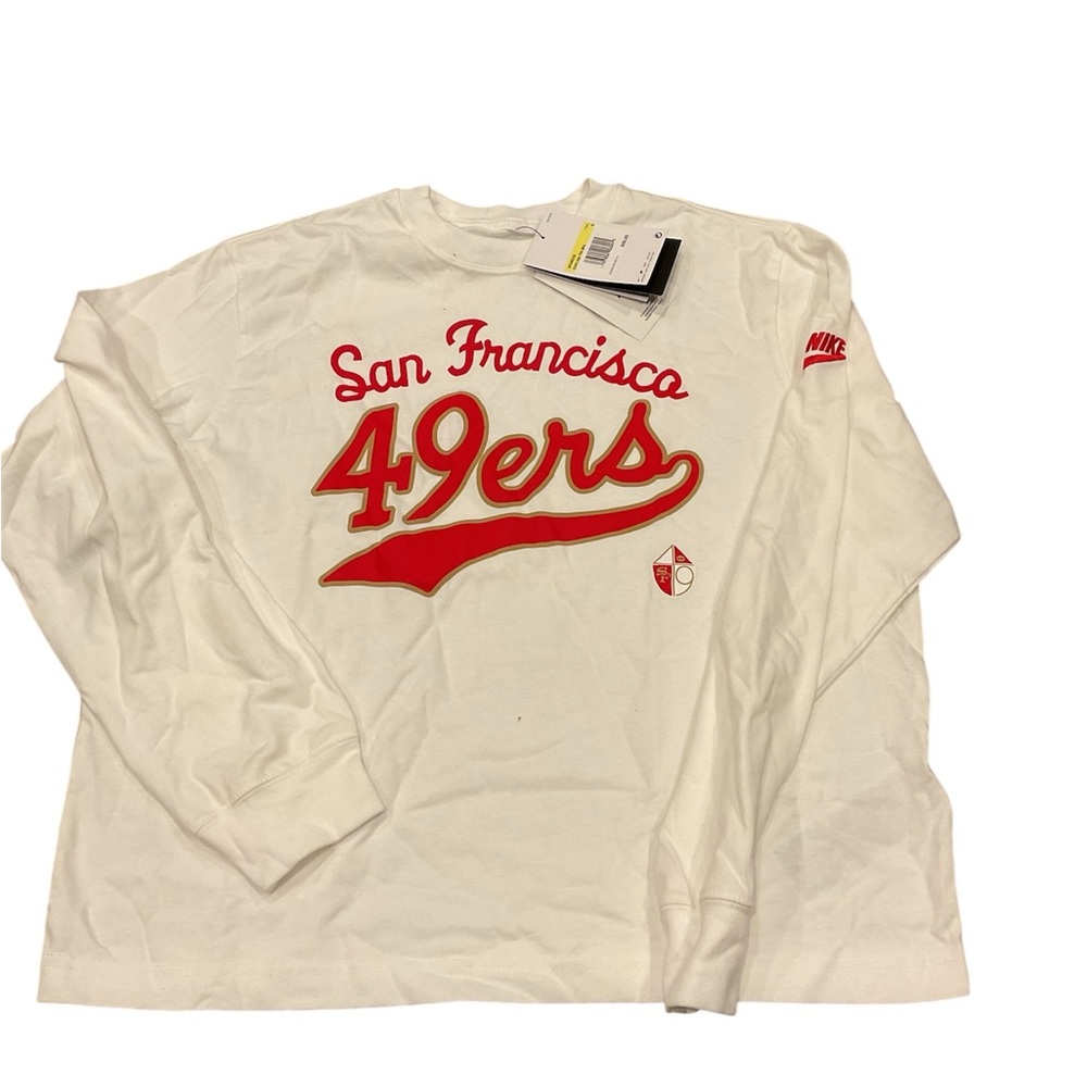 Nike San Francisco 49ers Womens Long Sleeve T-Shirt White Red Script  S